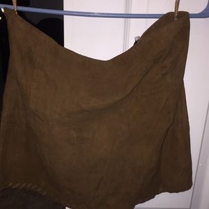 A MANGO leather mini skirt.